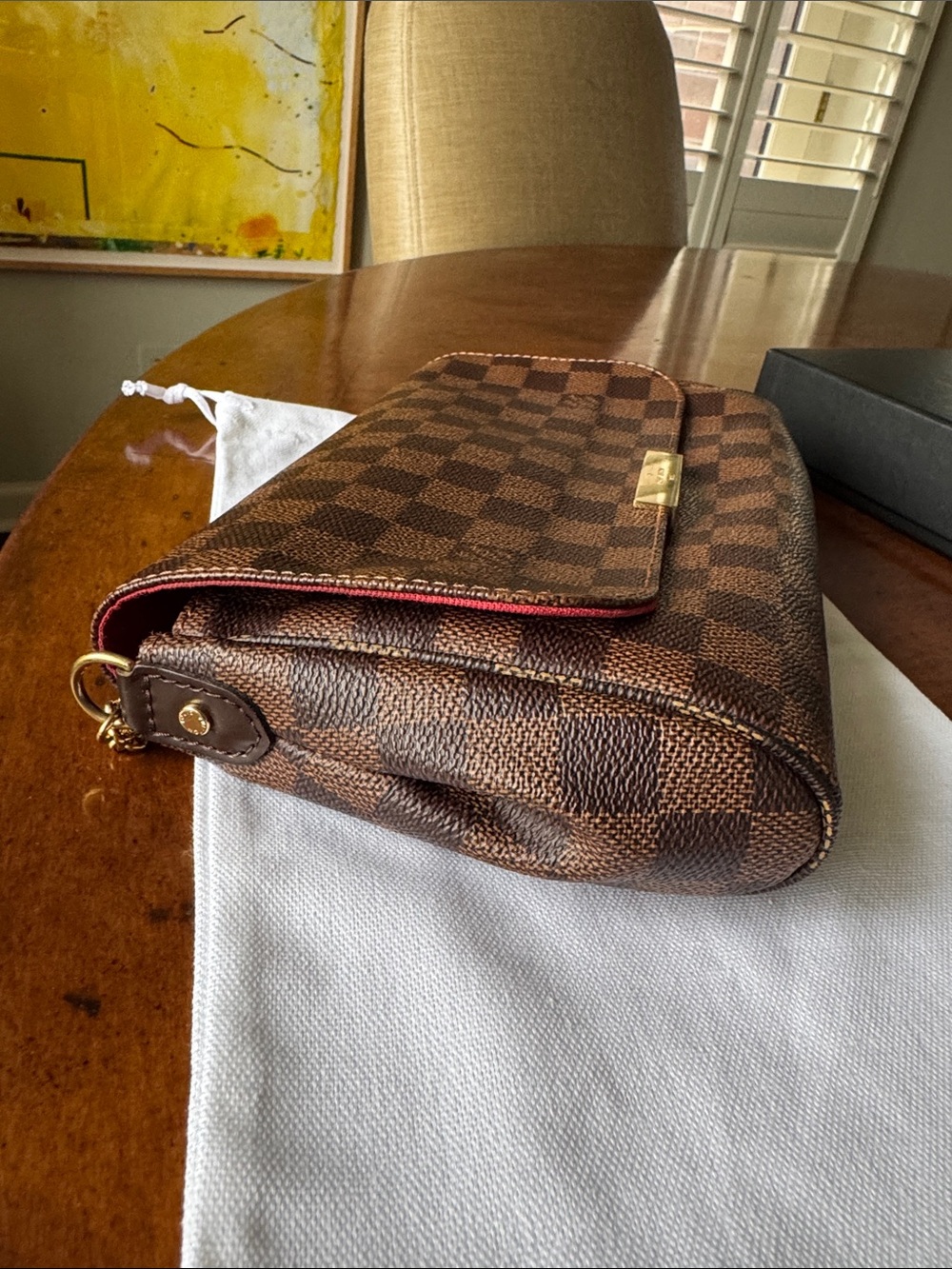 Louis Vuitton Favorite Damier Ebene Crossbody Bag with Gold Hardware - Picture 5 of 8